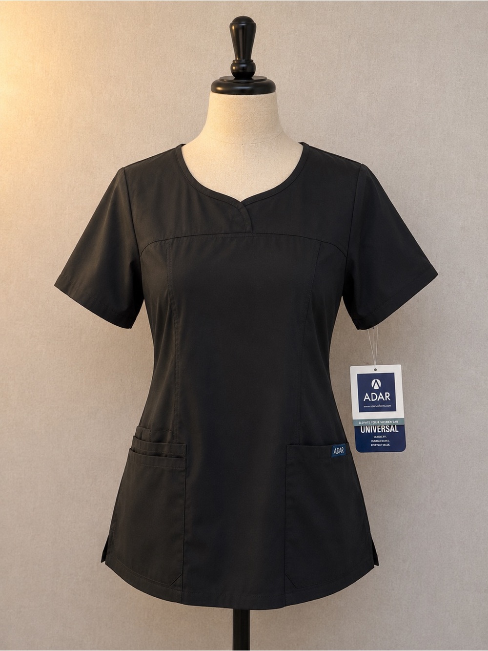 Adar Women’s Black Short-Sleeve Medical Top